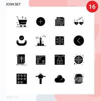 piktogram uppsättning av 16 enkel fast glyfer av telefonlur ring upp ad bröllop kärlek redigerbar vektor design element