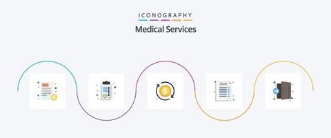 medizinisch Dienstleistungen eben 5 Symbol Pack einschließlich äh. Tür. Verschreibung. dokumentieren. medizinisch vektor