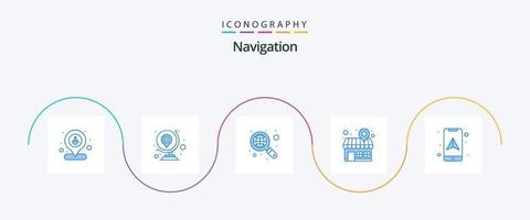 Navigation Blau 5 Symbol Pack einschließlich Standort. Karte Stift. Karte. Geschäft. Adresse vektor