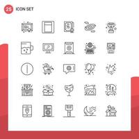 einstellen von 25 modern ui Symbole Symbole Zeichen zum Sieg Tasse dokumentieren Raum Drehung editierbar Vektor Design Elemente