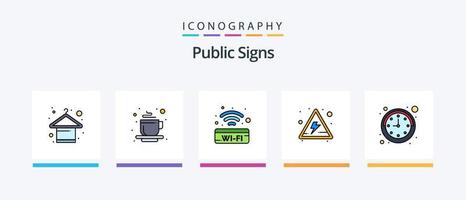 Öffentlichkeit Zeichen Linie gefüllt 5 Symbol Pack einschließlich Rechts. Pfeil. Aufmerksamkeit. hoch. runter. kreativ Symbole Design vektor