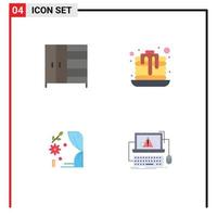 4 användare gränssnitt platt ikon packa av modern tecken och symboler av möbel hjärta efterrätt båge krascha redigerbar vektor design element