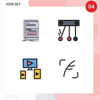 4 användare gränssnitt fylld linje platt Färg packa av modern tecken och symboler av browser video sida vetenskap Twitter redigerbar vektor design element