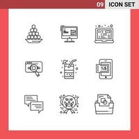 9 användare gränssnitt översikt packa av modern tecken och symboler av analytisk html konstruktion programmering kodning redigerbar vektor design element
