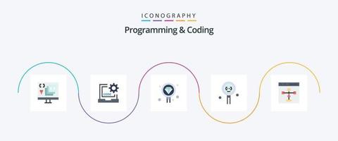 programmering och kodning platt 5 ikon packa Inklusive utveckling. kodning. utveckling. Sök. utveckling vektor