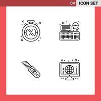 4 Universal- Linie Zeichen Symbole von Rabatt Kommunikation Verkauf Computer Werkzeug editierbar Vektor Design Elemente