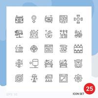 25 thematisch Vektor Linien und editierbar Symbole von Rahmen Kreuz Uhr Netz Design editierbar Vektor Design Elemente