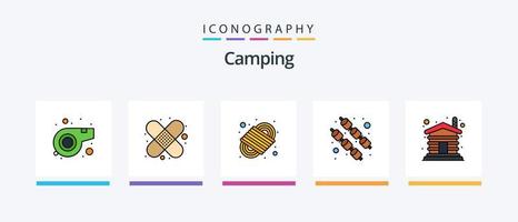 camping linje fylld 5 ikon packa Inklusive . stol. klotter. camping. kreativ ikoner design vektor