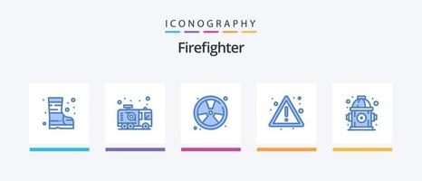 brandman blå 5 ikon packa Inklusive brand. risk. bränna. brand. flyta. kreativ ikoner design vektor