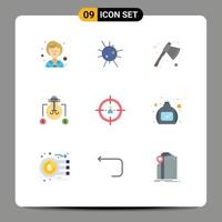 9 användare gränssnitt platt Färg packa av modern tecken och symboler av planera förvaltning camping företag lösning redigerbar vektor design element