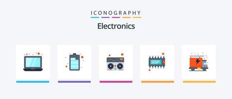 Elektronik eben 5 Symbol Pack einschließlich . LKW. Musik. Paket. ic. kreativ Symbole Design vektor