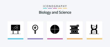 biologi glyf 5 ikon packa Inklusive biologi. farlig. mikrobiologi. kemi. biokemi. kreativ ikoner design vektor