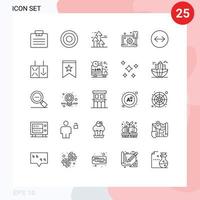 uppsättning av 25 vektor rader på rutnät för kugghjul preferens pilar bärbar dator gränser redigerbar vektor design element