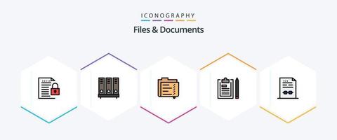 filer och dokument 25 fylld linje ikon packa Inklusive fil. urklipp. dokumentera. mapp. dokumentera vektor