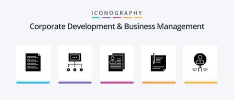 korporativ Entwicklung und Geschäft Verwaltung Glyphe 5 Symbol Pack einschließlich Kontakt. Profil. Geschäft. Verfahren. Organisation. kreativ Symbole Design vektor