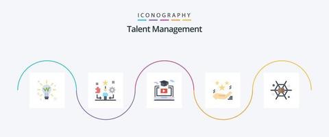 talang förvaltning platt 5 ikon packa Inklusive stjärna. hand. stjärna. hatt. video vektor