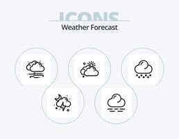 Wetter Linie Symbol Pack 5 Symbol Design. Wetter. Vorhersage. Wolke. Grad. Mond vektor