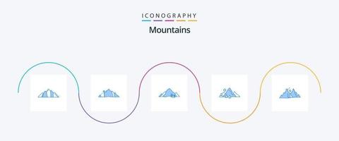 Berge Blau 5 Symbol Pack einschließlich . Natur. Sonne. Hügel vektor