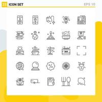 Linie Pack von 25 Universal- Symbole von Konstruktion Einkaufen sauber Geld Birne editierbar Vektor Design Elemente