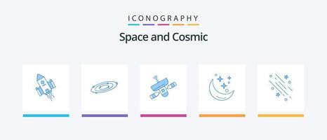 Raum Blau 5 Symbol Pack einschließlich Stern. Mond. System. Signal. Radar. kreativ Symbole Design vektor