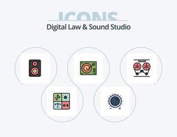 digital lag och ljud studio linje fylld ikon packa 5 ikon design. audio. hörlurar. höger. ljud. få vektor