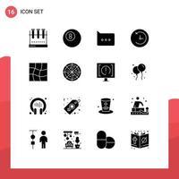 uppsättning av 16 modern ui ikoner symboler tecken för pizza varp chatt maska tid maskin redigerbar vektor design element