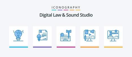 digital lag och ljud studio blå 5 ikon packa Inklusive upphovsrätt. företag. uppfinning. lagman. internet. kreativ ikoner design vektor