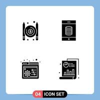 4 Universal- solide Glyphe Zeichen Symbole von Artikel die Einstellungen Schriftsteller Geld Bar editierbar Vektor Design Elemente