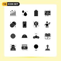 Lager Vektor Symbol Pack von 16 Linie Zeichen und Symbole zum Währung Chinesisch elektrisch Kasse online editierbar Vektor Design Elemente