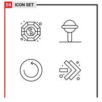 4 Universal- Linie Zeichen Symbole von Fang wiederherstellen ying Klang Pfeile editierbar Vektor Design Elemente