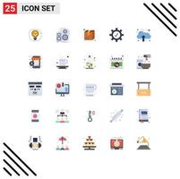 Universal- Symbol Symbole Gruppe von 25 modern eben Farben von Schutz Box Hifi Versand Pack editierbar Vektor Design Elemente