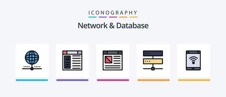 nätverk och databas linje fylld 5 ikon packa Inklusive data. Blåtand. hemsida. nätverk. digital. kreativ ikoner design vektor