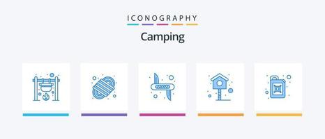 camping blå 5 ikon packa Inklusive burk. hus. rep. fågel. armén. kreativ ikoner design vektor