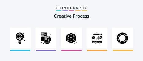 kreativ bearbeta glyf 5 ikon packa Inklusive . kreativ. kreativ. Färg hjul. bearbeta. kreativ ikoner design vektor