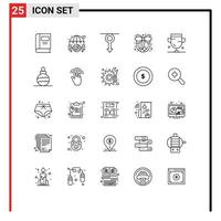 Linie Pack von 25 Universal- Symbole von Leistung Dekoration Regenschirm Weihnachten Mann editierbar Vektor Design Elemente