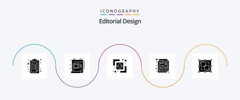 redaktionell Design Glyphe 5 Symbol Pack einschließlich Zeichnung. Idee. Unterschied. dokumentieren. kreativ vektor