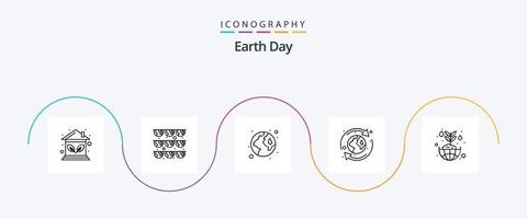 Erde Tag Linie 5 Symbol Pack einschließlich Blume. recyceln. Erde. natürlich. Erde vektor