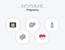 graviditet linje fylld ikon packa 5 ikon design. ny född. vikt. obstetrik. blod. vetenskap vektor