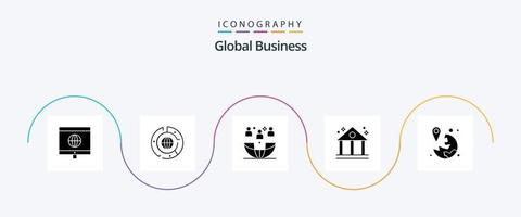 global företag glyf 5 ikon packa Inklusive plats. finansiera. frilans. företag. utläggning vektor