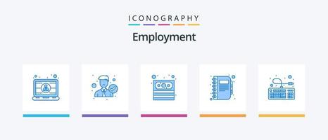 sysselsättning blå 5 ikon packa Inklusive notera. kopiera. kontor. företag. betalning. kreativ ikoner design vektor