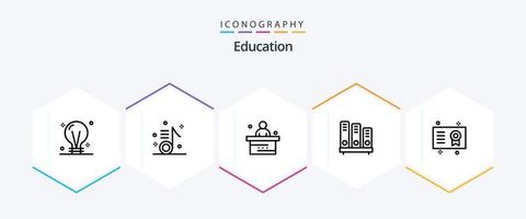 utbildning 25 linje ikon packa Inklusive läsning. bok. notera. studie. skola vektor