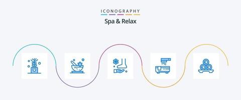 Spa und entspannen Blau 5 Symbol Pack einschließlich entspannen. Dusche. Massage. Badewanne. Bad vektor