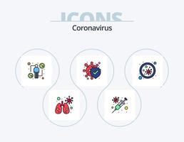 coronavirus linje fylld ikon packa 5 ikon design. labb. ohälsosam. dna. händer. bakterie vektor