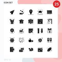 solide Glyphe Pack von 25 Universal- Symbole von App Winter Strand Haus Regenschirm Regen editierbar Vektor Design Elemente