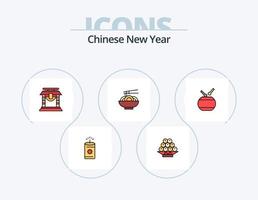 kinesisk ny år linje fylld ikon packa 5 ikon design. kinesiska. trumma. månen. kinesisk ny år. asiatisk vektor