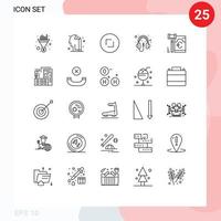 Piktogramm einstellen von 25 einfach Linien von Sicherheit gdpr Kreis Kopfhörer Computer editierbar Vektor Design Elemente