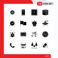 Gruppe von 16 solide Glyphen Zeichen und Symbole zum Handel Box Clever Telefon Zeit Uhr editierbar Vektor Design Elemente