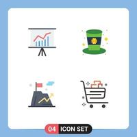 stock vektor ikon packa av 4 linje tecken och symboler för föreläsning flagga presentation irländsk berg redigerbar vektor design element