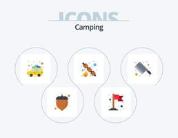 camping platt ikon packa 5 ikon design. . kök. resa. köttyxa. mat vektor