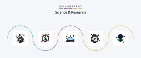 Wissenschaft Linie gefüllt eben 5 Symbol Pack einschließlich Lorbeer. Bildung. Astronomie. Zeit. halt vektor